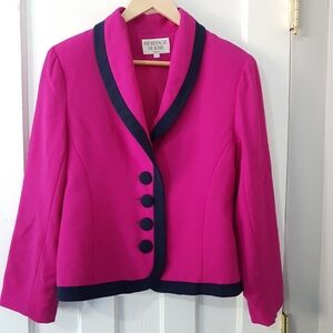 Vintage Wool Shawl Lapel Lined Heritage House Blazer Fuschia Sz 10